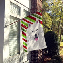 Load image into Gallery viewer, American Eskimo Candy Cane Holiday Christmas Flag Canvas House Size