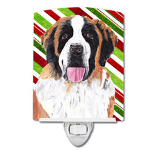 Load image into Gallery viewer, Saint Bernard Candy Cane Holiday Christmas Ceramic Night Light SC9342CNL