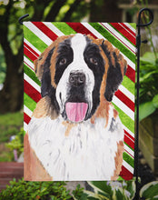 Load image into Gallery viewer, Saint Bernard Candy Cane Holiday Christmas Garden Flag – Decorative Outdoor Yard Flag