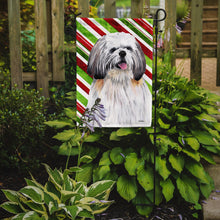 Load image into Gallery viewer, Shih Tzu Candy Cane Holiday Christmas Garden Flag – Decorative Outdoor Yard Flag