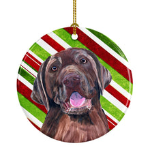 Load image into Gallery viewer, Labrador Candy Cane Holiday Christmas  Ornament - Round Ceramic Ornament – Artist-Designed Keepsake Decoration SC9344