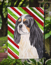 Load image into Gallery viewer, Cavalier Spaniel Candy Cane Holiday Christmas Garden Flag – Decorative Outdoor Yard Flag
