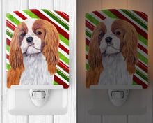 Load image into Gallery viewer, Cavalier Spaniel Candy Cane Holiday Christmas Ceramic Night Light SC9354CNL