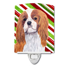 Load image into Gallery viewer, Cavalier Spaniel Candy Cane Holiday Christmas Ceramic Night Light SC9354CNL