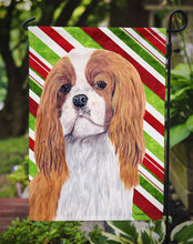 Load image into Gallery viewer, Cavalier Spaniel Candy Cane Holiday Christmas Garden Flag – Decorative Outdoor Yard Flag