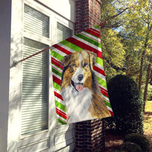 Load image into Gallery viewer, Australian Shepherd Candy Cane Holiday Christmas Flag Canvas House Size