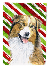 Load image into Gallery viewer, Australian Shepherd Candy Cane Holiday Christmas Flag Canvas House Size