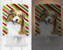 Load image into Gallery viewer, Australian Shepherd Candy Cane Holiday Christmas Ceramic Night Light SC9357CNL
