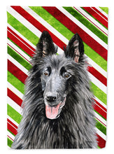 Load image into Gallery viewer, Belgian Sheepdog Candy Cane Holiday Christmas Flag Canvas House Size