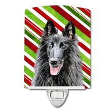 Load image into Gallery viewer, Belgian Sheepdog Candy Cane Holiday Christmas Ceramic Night Light SC9358CNL