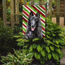 Load image into Gallery viewer, Belgian Sheepdog Candy Cane Holiday Christmas Garden Flag – Decorative Outdoor Yard Flag