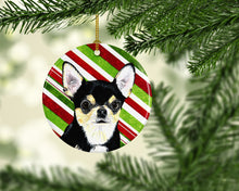 Load image into Gallery viewer, Chihuahua Candy Cane Holiday Christmas  Ornament - Round Ceramic Ornament – Artist-Designed Keepsake Decoration SC9359