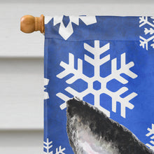 Load image into Gallery viewer, Boston Terrier Winter Snowflakes Holiday Flag Canvas House Size