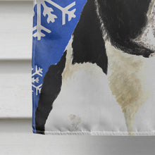 Load image into Gallery viewer, Boston Terrier Winter Snowflakes Holiday Flag Canvas House Size