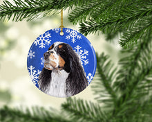 Load image into Gallery viewer, Springer Spaniel Winter Snowflakes Holiday Ornament - Round Ceramic Ornament – Artist-Designed Keepsake Decoration SC9361