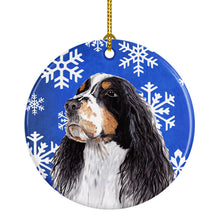 Load image into Gallery viewer, Springer Spaniel Winter Snowflakes Holiday Ornament - Round Ceramic Ornament – Artist-Designed Keepsake Decoration SC9361