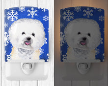 Load image into Gallery viewer, Bichon Frise Winter Snowflakes Holiday Ceramic Night Light SC9362CNL