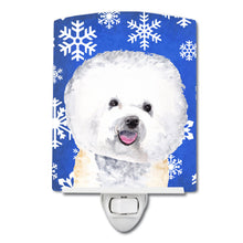 Load image into Gallery viewer, Bichon Frise Winter Snowflakes Holiday Ceramic Night Light SC9362CNL