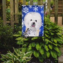 Load image into Gallery viewer, Bichon Frise Winter Snowflakes Holiday Garden Flag – Decorative Outdoor Yard Flag