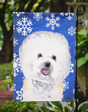 Load image into Gallery viewer, Bichon Frise Winter Snowflakes Holiday Garden Flag – Decorative Outdoor Yard Flag