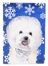 Load image into Gallery viewer, Bichon Frise Winter Snowflakes Holiday Garden Flag – Decorative Outdoor Yard Flag