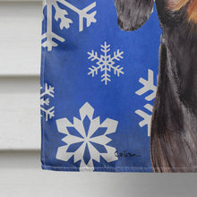 Load image into Gallery viewer, Dachshund Winter Snowflakes Holiday Flag Canvas House Size