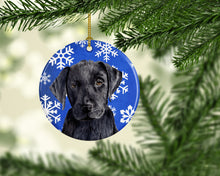 Load image into Gallery viewer, Labrador Winter Snowflakes Holiday Ornament - Round Ceramic Ornament – Artist-Designed Keepsake Decoration SC9364