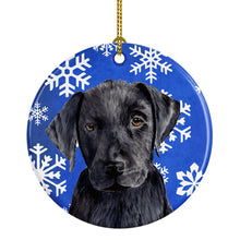 Load image into Gallery viewer, Labrador Winter Snowflakes Holiday Ornament - Round Ceramic Ornament – Artist-Designed Keepsake Decoration SC9364