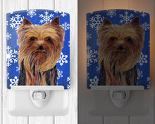Load image into Gallery viewer, Yorkie Winter Snowflakes Holiday Ceramic Night Light SC9365CNL