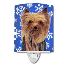Load image into Gallery viewer, Yorkie Winter Snowflakes Holiday Ceramic Night Light SC9365CNL
