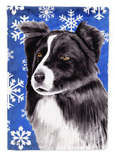 Load image into Gallery viewer, Border Collie Winter Snowflakes Holiday Flag Canvas House Size