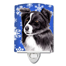 Load image into Gallery viewer, Border Collie Winter Snowflakes Holiday Ceramic Night Light SC9367CNL