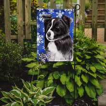 Load image into Gallery viewer, Border Collie Winter Snowflakes Holiday Garden Flag – Decorative Outdoor Yard Flag