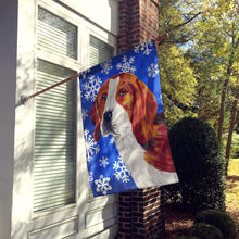 Load image into Gallery viewer, Beagle Winter Snowflakes Holiday Flag Canvas House Size