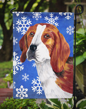 Load image into Gallery viewer, Beagle Winter Snowflakes Holiday Garden Flag – Decorative Outdoor Yard Flag