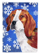 Load image into Gallery viewer, Beagle Winter Snowflakes Holiday Garden Flag – Decorative Outdoor Yard Flag