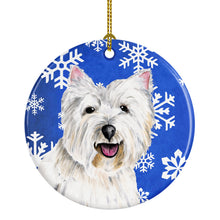 Load image into Gallery viewer, Westie Winter Snowflakes Holiday Ornament - Round Ceramic Ornament – Artist-Designed Keepsake Decoration SC9370