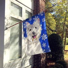 Load image into Gallery viewer, Westie Winter Snowflakes Holiday Flag Canvas House Size