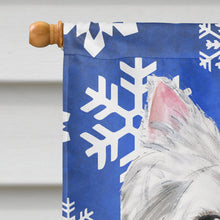 Load image into Gallery viewer, Westie Winter Snowflakes Holiday Flag Canvas House Size