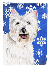 Load image into Gallery viewer, Westie Winter Snowflakes Holiday Garden Flag – Decorative Outdoor Yard Flag