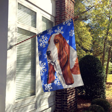 Load image into Gallery viewer, Basset Hound Winter Snowflakes Holiday Flag Canvas House Size