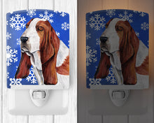 Load image into Gallery viewer, Basset Hound Winter Snowflakes Holiday Ceramic Night Light SC9372CNL