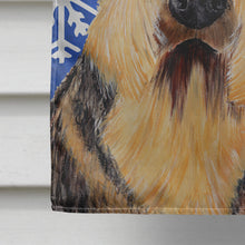 Load image into Gallery viewer, Airedale Winter Snowflakes Holiday Flag Canvas House Size