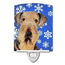 Load image into Gallery viewer, Airedale Winter Snowflakes Holiday Ceramic Night Light SC9373CNL