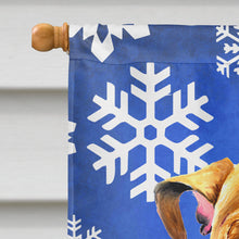 Load image into Gallery viewer, Bulldog English Winter Snowflakes Holiday Flag Canvas House Size