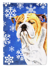 Load image into Gallery viewer, Bulldog English Winter Snowflakes Holiday Flag Canvas House Size