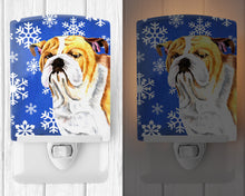 Load image into Gallery viewer, Bulldog English Winter Snowflakes Holiday Ceramic Night Light SC9374CNL