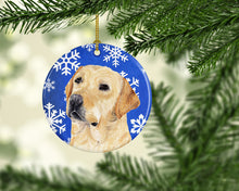 Load image into Gallery viewer, Labrador Winter Snowflakes Holiday Ornament - Round Ceramic Ornament – Artist-Designed Keepsake Decoration SC9376