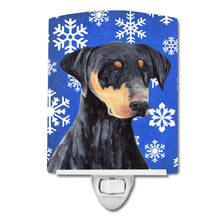 Load image into Gallery viewer, Doberman Winter Snowflakes Holiday Ceramic Night Light SC9377CNL