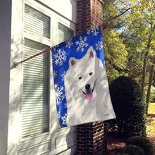 Load image into Gallery viewer, American Eskimo Winter Snowflakes Holiday Flag Canvas House Size